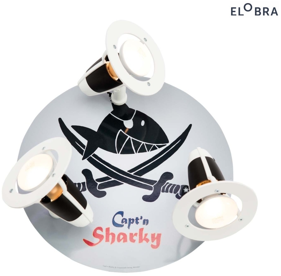Elobra Rondell CAPT'N SHARKY MIT SÄBELN, 3x E14, schwarz ELO-130667