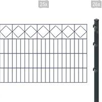 Arvotec Doppelstabmattenzaun »ESSENTIAL 80 zum Einbetonieren "Karo" mit Zierleiste«, Zaunhöhe 80 cm, Zaunlänge 2 - 60 m 49048136-0 anthrazit H/L: 80 cm x 50 m