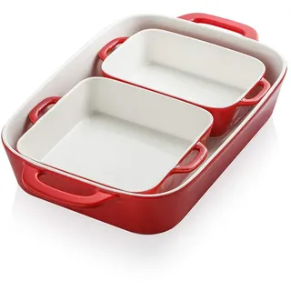 Sweejar Home Keramik Geschirr Set, Rechteckiges Keramik Geschirr Set für Küche, Abendessen, Bankett und den täglichen Gebrauch, 12,5 x 9 cm (Rot)