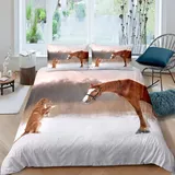 Sezhiqeu Pferd Hund Bettwäsche 155x220, 3D Muster Weich Kuschelig Mikrofaser Bettwäsche Set Tiere Bettbezug + 2 Kissenbezug 80x80 cm mit Reißverschluss