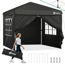 Sekey Faltpavillon 3 x 3 m inkl. 4 Seitenteile Schwarz