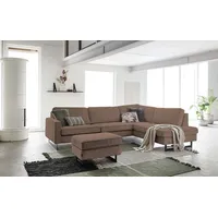 PLACES OF STYLE Ecksofa »Pinto, 290 cm, Ottomane links / rechts«, Cord, Feincord, Luxus-Microfaser Leder und Chenille braun