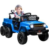 aiyaplay Kinder Elektroauto, 12 V Geländewagen mit 2,4G Fernbedienung, Anhänger, 4x4-Antrieb/2x2-Antrieb Kinderfahrzeug mit LED-Lichte, Sanft-Start, Musik, Hupe, 2,5-4 km/h, 3-8 Jahre, Hellblau