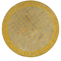 Casa Moro Gartentisch Mediterraner Mosaiktisch D80 cm rund Gelb Raute aus Marokko, Handmade, Marokkanischer Gartentisch Esstisch, MT3091 gelb