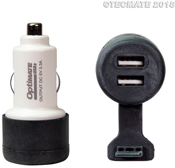 OPTIMATE-oplaadadapter autoaansluiting plug naar 2x USB (nr.106)