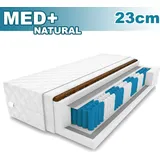 9 Zonen Matratze MED+ Natural 100x200x23cm Taschenfederkern | Rollmatratze mit waschbarem Bezug und Kokosmatte I H3 / H4