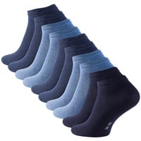 STARK SOUL 10 Paar Essentials Sneaker Socken, Baumwolle, Blautöne, Gr. 39-42