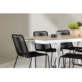 VCM Ebuy24, MerloLindos Gartenset 1 Esstisch, 6 Stühle weiß.
