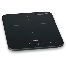 Severin Induktionskochplatte, mattes Glaskeramik-Kochfeld, kratzfest, 10 Leistungsstufen, Touch-Display mit Timerfunktion, Signalton und automatischer Abschaltung, 2.000W, schwarz, Glas, KP 1032