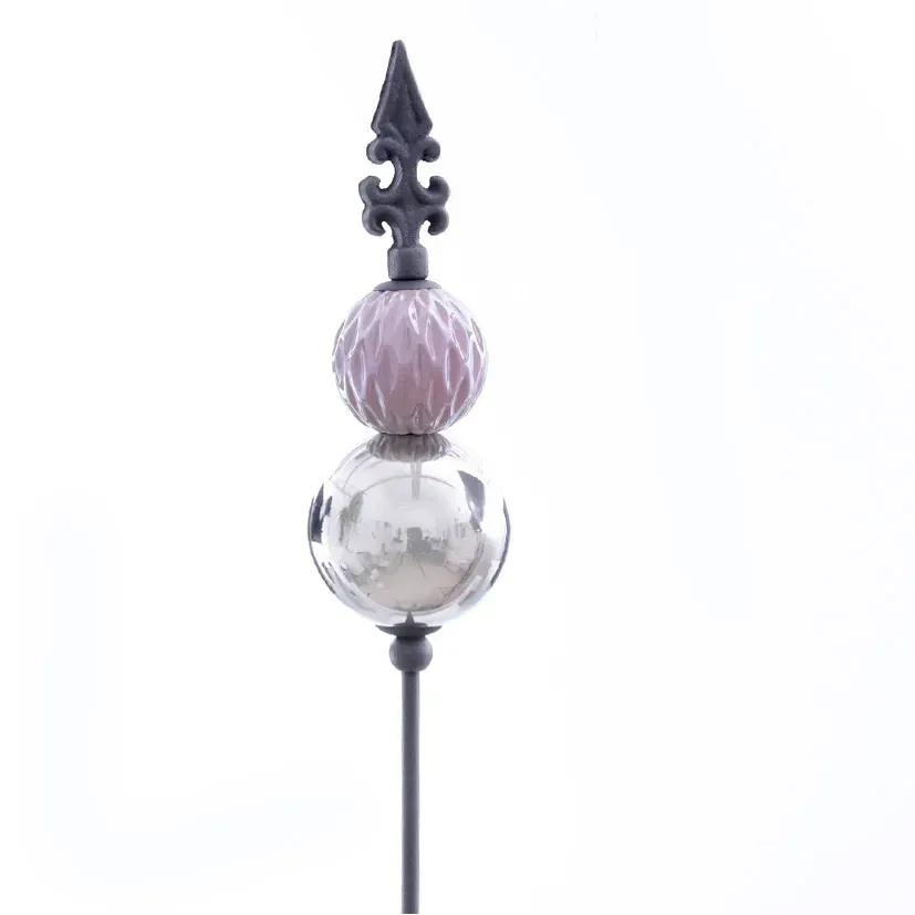 Gartenstecker Metall D6/8L120cm mit Kugel/Lilienspitze  - rosa