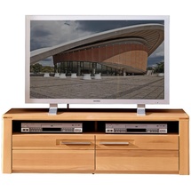 Livetastic Tv-Element, Buche, Metall, Kernbuche, teilmassiv, 2 Schubladen, 130x40x45 cm Made in EU, Kabeldurchlass, Wohnzimmer, TV Möbel, TV-Elemente