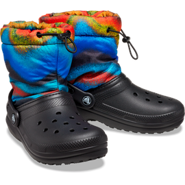 Crocs Kids' Classic Lined Spray Dye Neo Puff Boot 36-37 EU Black/Multi | 36/37 EU
