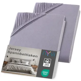 nyvi Spannbettlaken Jersey 90 x 200 - 100 x 200 cm grau 2 St.