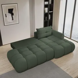 masseno Ecksofa Polyester mit Schlaffunktion L-Form Grün