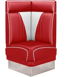 Diner Eckbank | Rot | B:H 60 x 123 cm | V-Steppung | Leder | Eckbank American, American Diner Sitzbank, American Dinerbank, American Diner Möbel
