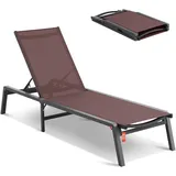 VEVOR Sonnenliege Strandliege Liegestuhl Liege Relaxliege 182x60x88cm Braun