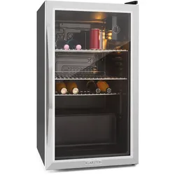 Beersafe XXL Kühlschrank 80 Liter 3 Böden Panoramaglastür Edelstahl Silber 80 Liter