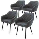 ML-DESIGN Polsterstuhl Esszimmerstühle mit Rücken- & Armlehne moderne Design Küchenstühle (4 St), Esstischstühle 4er Set Kunstlederbezug bis 120kg Wohnzimmerstuhl grau