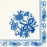Ti-Flair 20 Stück, 33x33cm 3-lagig - hochwertige Einweg Papierservietten Hochzeitsservietten Motivservietten Zwiebelmuster Blumen Motive Weiß Blau