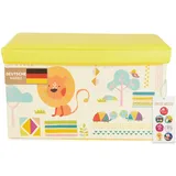 Bieco Aufbewahrungsbox mit Deckel Kinder Zoos, faltbar, Sitzhocker mit Sitzgelegenheit, und Polsterung, Spielzeugkiste mit Stauraum, Sitztruhe, Jungen & Mädchen, 66 L, Belastbar bis 80 Kg, gelb
