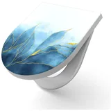 DEQORI WC-Sitz 'Blauer Wasserfarbverlauf', WC Toilettensitz bedruckt Klobrille Toilettendeckel Motiv WC-Brille blau