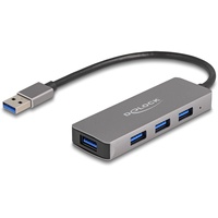 Delock 4 Port USB 3.2 Gen 1 (3.1 Gen 1) Type-A 5000 Mbit/s Grau