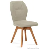 58 aufm Kessel Esszimmerstuhl Küchenstuhl drehbar (2er-Set) Draga 51x92x60 Eiche geölt/Marsala (Lieferung bis Verwendungsstelle, 8 St), Stabiles Gestell aus Massivholz pflegeleichter Bezug aus Microfaser beige