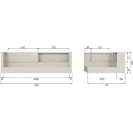 Woood Bettgestell Carter 215 x 118 x 67 cm Kiefer massiv weiß