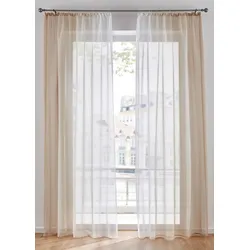 bonprix Transparente Gardinen mit Farbverlauf (2er Pack), beige, 225x144 cm