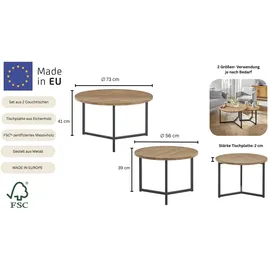 Andas »Likta« Gesamtmaße 1 D/H: 73/41 & 2 D/H: 56/39 cm, aus Eichenholz, FSC® zertifiziert, 2er-Set, stabiles Metallgestell