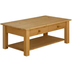 Couchtisch HOME AFFAIRE "Chicago, TOPSELLER", beige (natur gebeizt, gewachst), B:100cm H:40cm T:60cm, Tische, in zwei Größen, Landhausstil, zusätzlicher Stauraum