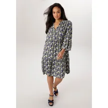 aniston plus Sommerkleid mit modernem Punkte-Druck blau|weiß 52 EU