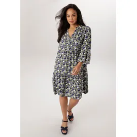 aniston plus Sommerkleid mit modernem Punkte-Druck blau|weiß 52 EU