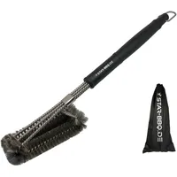 Star-BBQ Grillbürste 3 in 1 Edelstahl schwarz