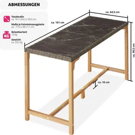 Tectake Gartentisch 161 x 64,5 x 99,5 cm Beige/Grau