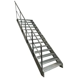 Kaminbau Mierzwa Premium Stahl Treppe mit Geländer 266 cm 1000 mm Verzinkt