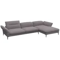 FLEXLUX Ecksofa Salino, Funktionssofa mit Recamiere, Relaxsofa, Ecksofa, Sofa mit Arm- und Kopfteil-Verstellungen, Kaltschaum & Stahl-Wellen grau