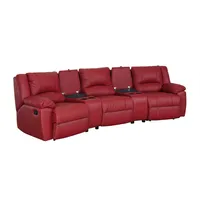 vente-unique Relaxsofa 3-Sitzer - Leder - Rot - aroma
