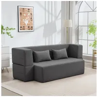 HOMCOM Schlafsofa 2.5-Sitzer-Schlafsofa aus Schaumstoff, Verstellbare Couch 1 Teile, 2 Kissen, 360 kg Belastbarkeit, Grau grau