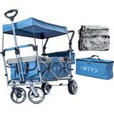 IMLEX Bollerwagen faltbar mit Dach IM-4268 mit Regenschutz + Kühltasche (Blau)