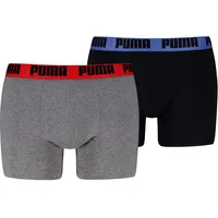 Puma Basic Boxershorts grau/rot/royal sapphire L 2er Pack
