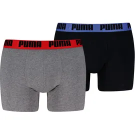 Puma Basic Boxershorts grau/rot/royal sapphire L 2er Pack