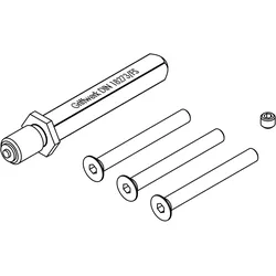 Griffwerk Montage-Set Schutzbeschlag FS -TITANO Schild SB_884 -Voll-Wechselstift 9x9mm mit Schrauben -Stift M12, TS 60-65mm