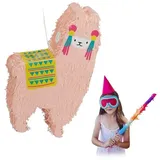 relaxdays Pinata »Lama« 50 x 30 x 12 cm lachs rosa