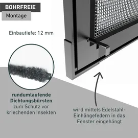 WINDHAGER Insektenschutz Plus Rahmen Fenster 100 x 150 cm Schwarz