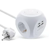 InLine Charging Cube, 3x Schutzkontakt, 2x USB-C, 2x USB-A, weiß, 2m