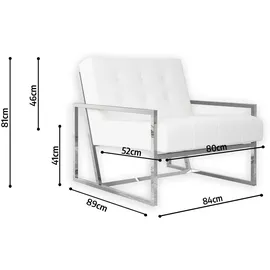 s-style möbel Loungesessel Tampa Bouclé 84 x 81 x 89 cm Weiß/Silber