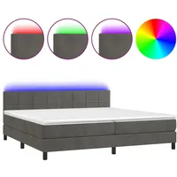 VidaXL Boxspringbett mit Matratze & LED Dunkelgrau 200x200 cm