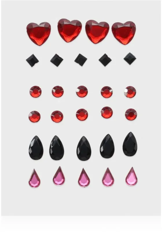 Diva & Nice Cosmetics Face Stones Aufkleber für das Gesicht Black & Red 35 St.