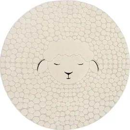 The CarPET Elisa Kids", Teppich für Kinderzimmer Kinderteppich, Spielteppich, Pflegeleicht, strapazierfähige, Creme, 120 cm Rund